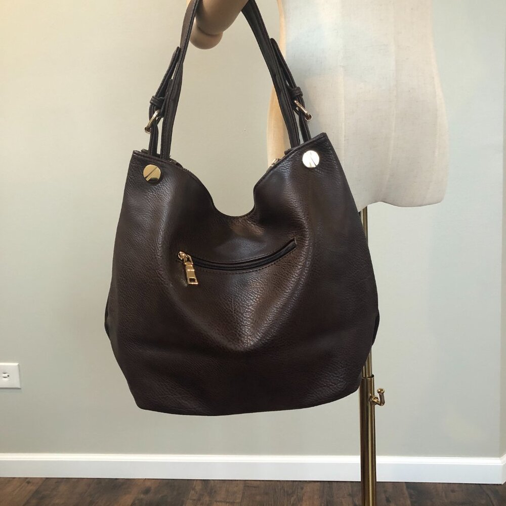 Nico Louise Coffee Leather Suede Purse